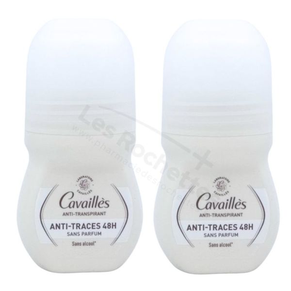 Cavaillès Déodorant Anti-transpirant Anti-Traces 48H Roll-on - 2x50ml - Sans Parfum
