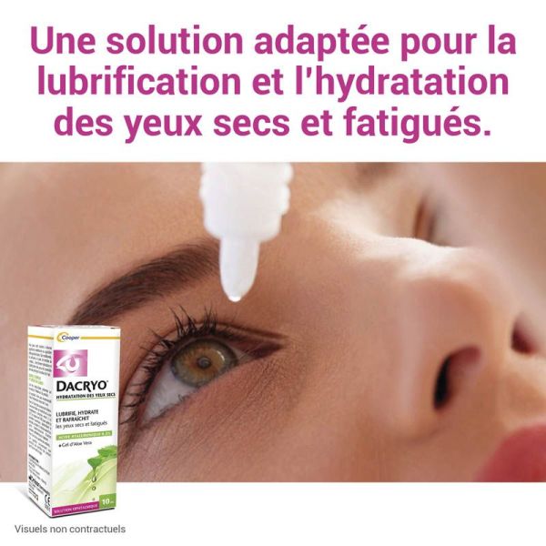 Dacryo Solution Ophtalmique Hydratation Yeux Secs 10ml - Lubrifdie, hydrate et rafraîchit, à l'acide hyaluronique