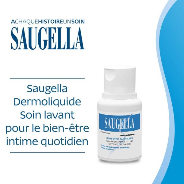 Saugella Dermoliquide Gel Lavant Intime 100 ml - Confort et Équilibre Intime, Anti-Odeurs