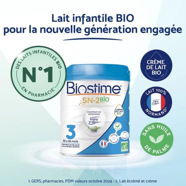 Biostime SN-2 Bio Plus 3 (10 à 36 mois) 800 g - Lait de croissance infantile biologique