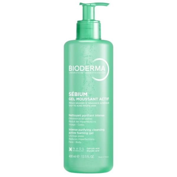 Bioderma Sebium Gel Moussant Actif Peaux Mixtes à Grasses - 400ml