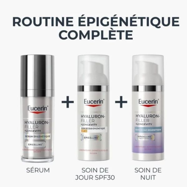 Eucerin Hyaluron-Filler + Longevity Soin de Nuit Épigénétique 50 ml - Régénération nocturne et réduction des rides