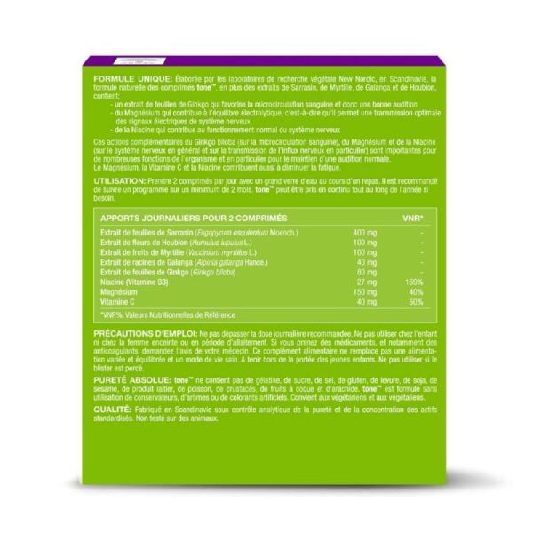 New Nordic Tone 60 comprimés - Préserve le confort auditif et réduit les sifflements d'oreilles
