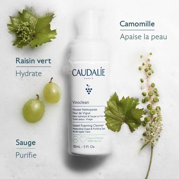 Caudalie Vinoclean Mousse Nettoyante Fleur De Vigne Lot de 2x150ml – Éclat et pureté