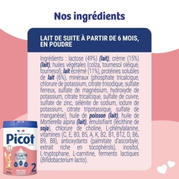 Picot TriLacta 2ème âge (6 à 12 mois) 800g – Répond aux besoins nutritionnels de bébé de 6 à 12 mois