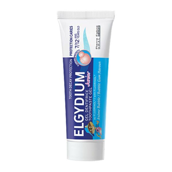 Elgydium Junior Dentifrice Enfant - Arôme Bubble Gum - Protection Caries - 7/12 Ans -  Lot de 2x50ml