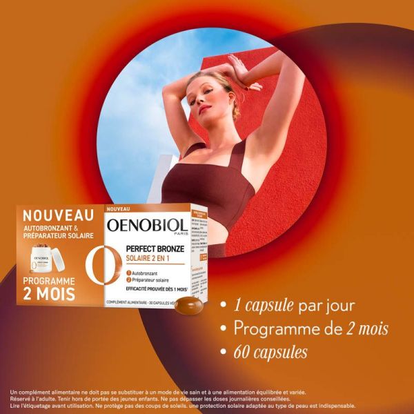 Oenobiol Perfect Bronze Solaire 2 en 1 - 2 x 30 Capsules - Autobronzant et préparateur solaire