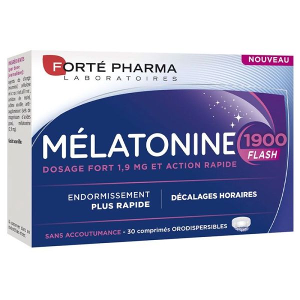 Forté Pharma Mélatonine 1900 Flash 30 comprimés - Endormissement plus rapide, décalages horaires