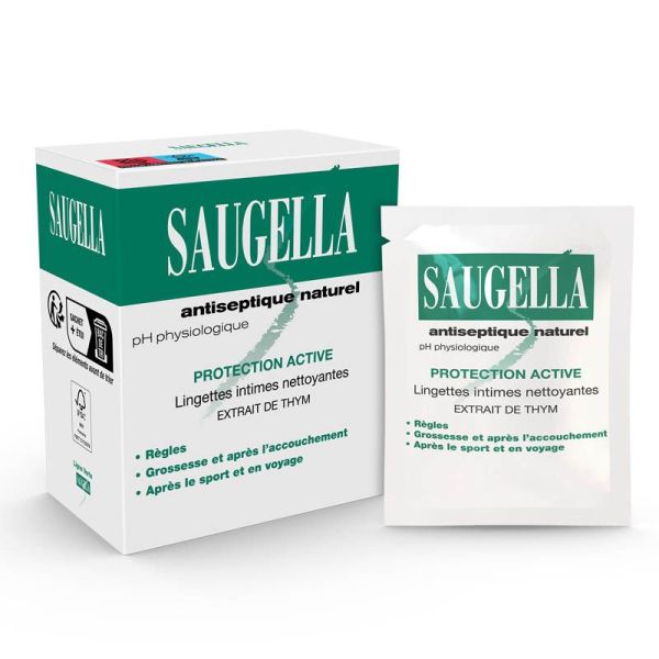 Saugella Antiseptique Naturel Lingette Intime Nettoyante 10 unités