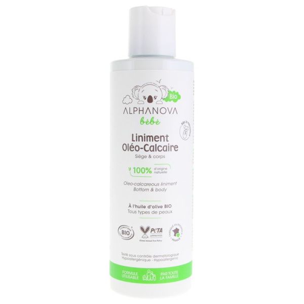 Alphanova Bébé Liniment Oléo-Calcaire Bio - 200 ml - Nettoie, protège et apaise la peau de bébé