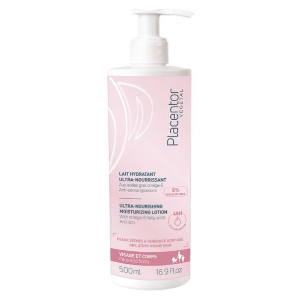 Placentor Végétal Lait Hydratant Ultra-Nourrissant Peaux Sèches à Tendance Atopique - 500ml