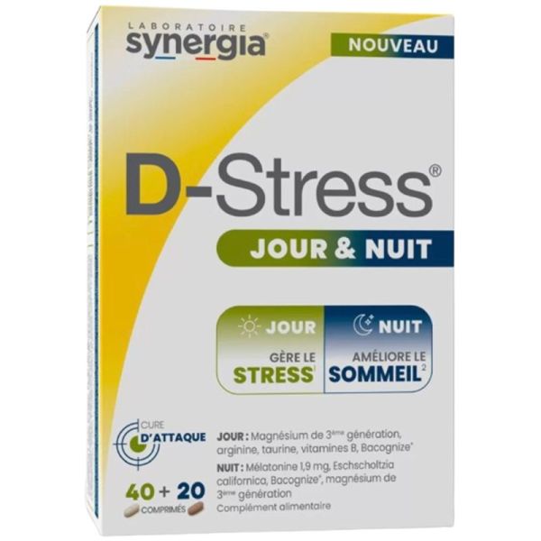 Synergia D-Stress Jour & Nuit 60 Comprimés – Stress et sommeil 24h/24