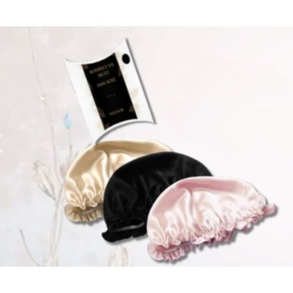 Nildor Bonnet de Nuit en Soie Beige - Protège les cheveux et limite les frisottis