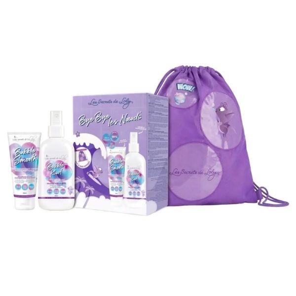 Les Secrets de Loly Coffret Enfants Bye Bye les Nœuds - Rituel Démêlant Bubble Smooth (100 ml) + Bubble Kurl (250 ml) + Sac Bubbly Offert