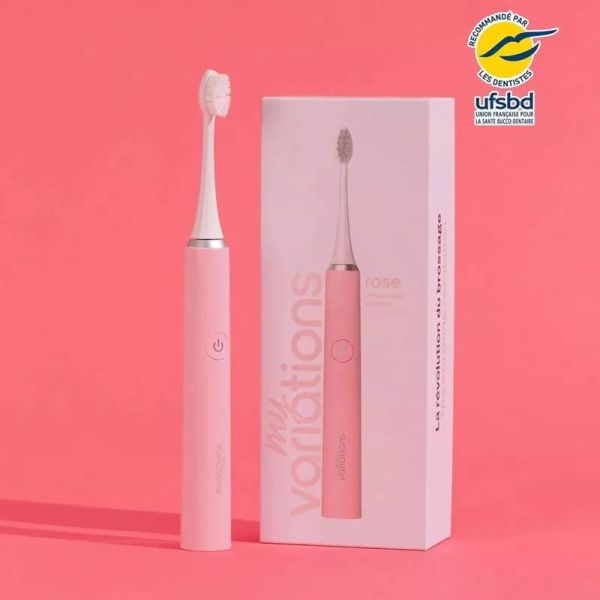 MyVariations Coffret-Cadeau Brosse à Dents Électrique Pastel-Rose + 4 Accessoires