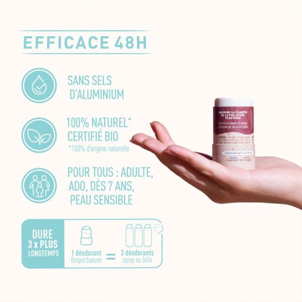 Respectueuse Déodorant Naturel Solide Fleur de Coton 48h 50ml – Peaux sensibles