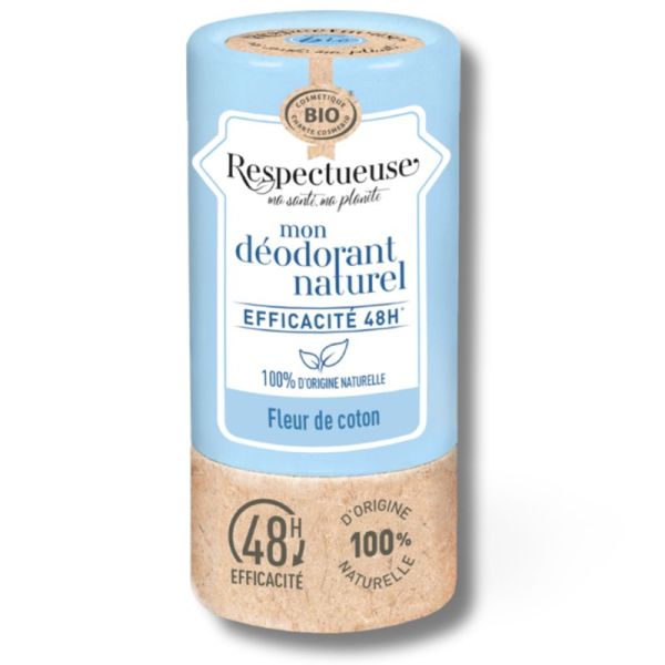 Respectueuse Déodorant Naturel Solide Fleur de Coton 48h 50ml – Peaux sensibles