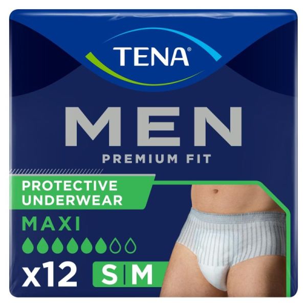 TENA MEN Premium Fit Level 4 - Taille S/M - 12 Protections pour Homme - Slip Absorbant Jetable