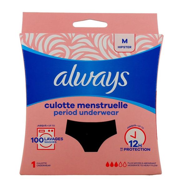 Always Culotte de Règles Lavable - Flux Moyen à Abondant - Taille M - 1 unité