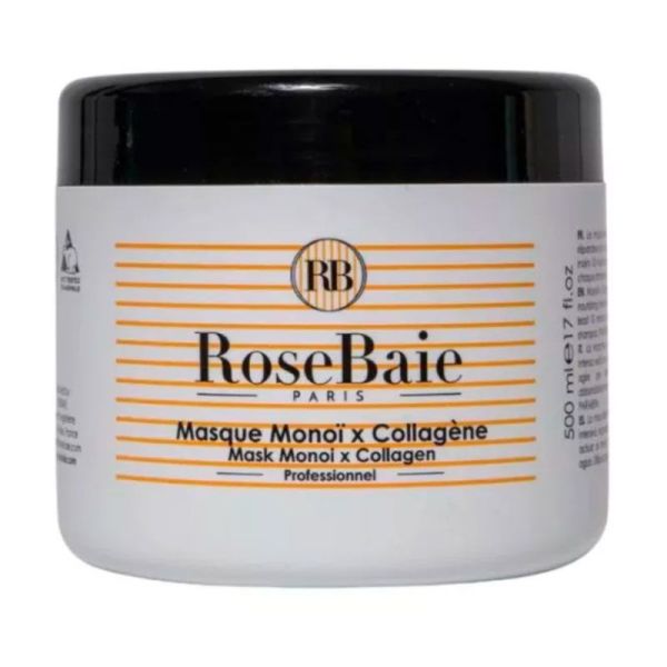 RoseBaie Masque Monoï Collagène - Hydrate et Lisse la Cuticule des Cheveux - 500ml