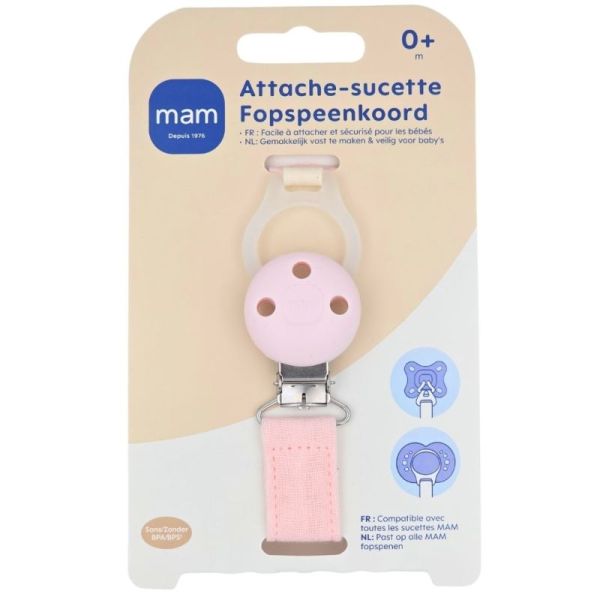MAM Attache-sucette Blush coloris aléatoire - Fixation facile et hygiène de la sucette