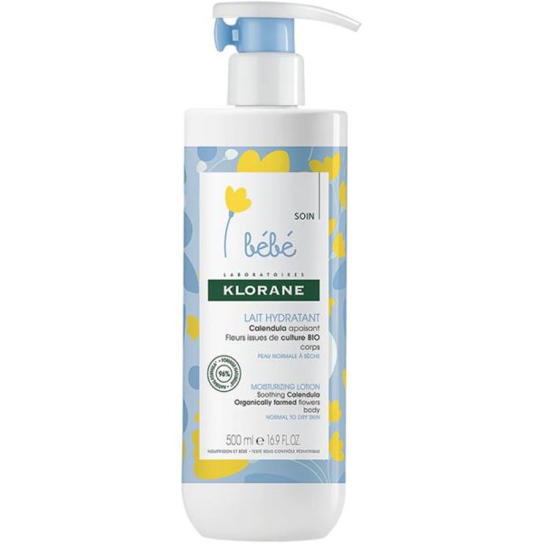 Klorane Bébé Lait Hydratant au Calendula - 500ml - Hydrate, apaise et protège