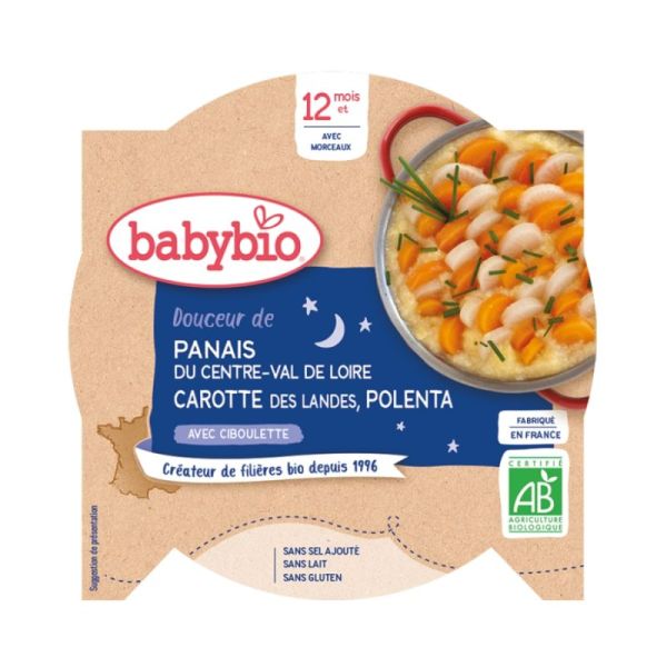 Babybio Assiette Panais Carotte Polenta Ciboulette 12 mois - 230g