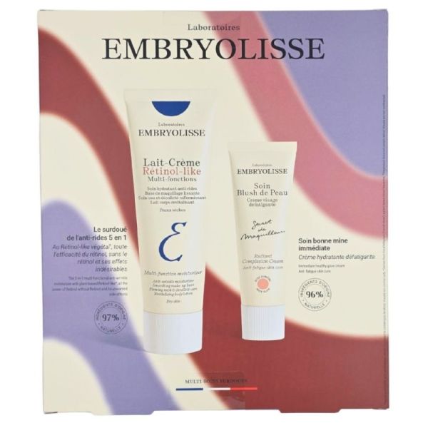 Embryolisse Coffret Lait-Crème Rétinol-like 75 ml et Soin Blush de Peau Rose Lumière 30 ml - Coffret anti-rides, hydratation et effet bonne mine