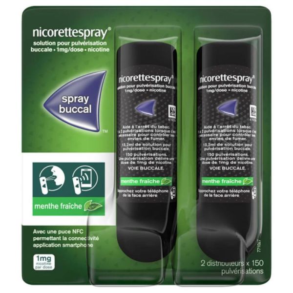 Nicorette Nicorettespray Spray Buccal 1mg/Dose Menthe Fraîche - 2 Sprays 13.2ml