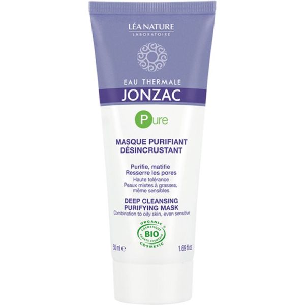 Eau Thermale Jonzac Pure Masque Purifiant Désincrustant Bio - 50 ml - Purifie, matifie et resserre les pores