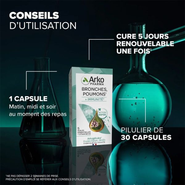 Arkopharma Arkogelules Bronches Poumons 30 Capsules – Confort respiratoire et immunité