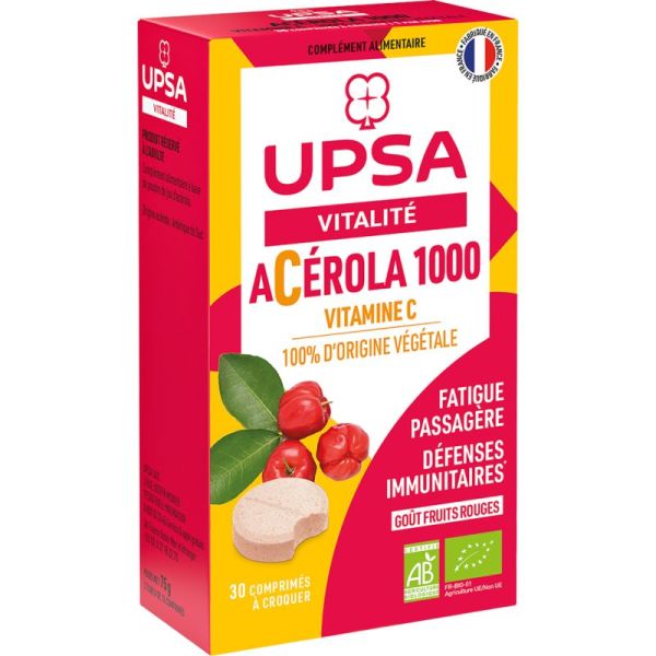 UPSA Acérola 1000 Bio 30 Comprimés à croquer – Fatigue et immunité