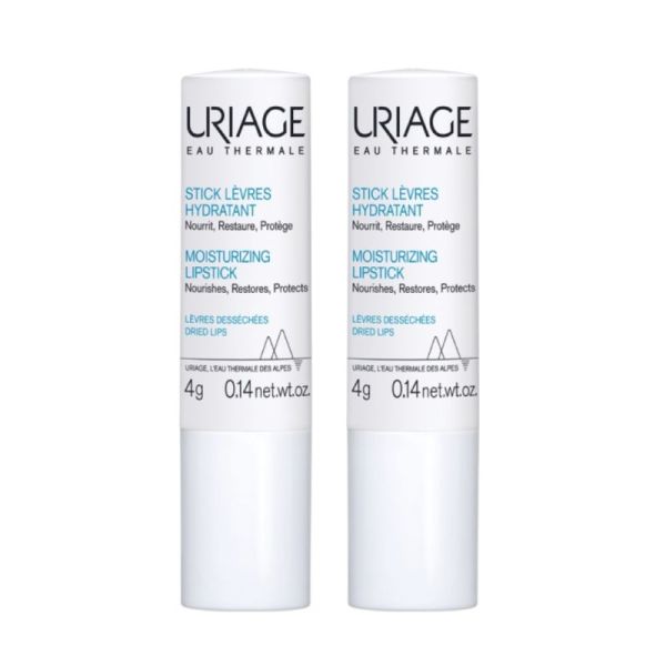 Uriage Stick Lèvres Hydratant Lot de 2x4g - Nourrit, répare et protège les lèvres sèches