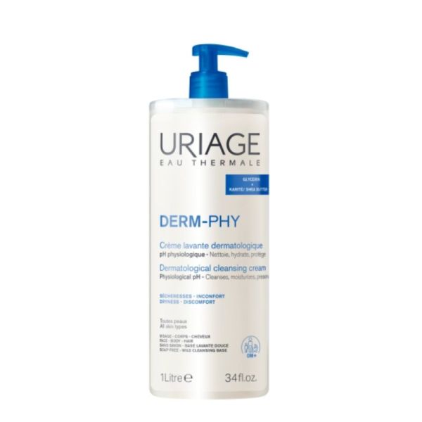Uriage Derm-Phy Crème Lavante Dermatologique 1L - Nettoie, nourrit et protège