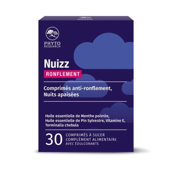 PhytoResearch Nuizz Ronflement 30 comprimés à sucer - Réduit les ronflements et libère les voies respiratoires