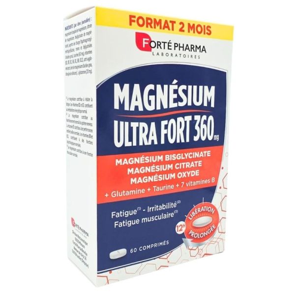 Forté Pharma Magnésium Ultra Fort 360mg format 2 mois 60 comprimés - Réduit la fatigue et l'irritabilité