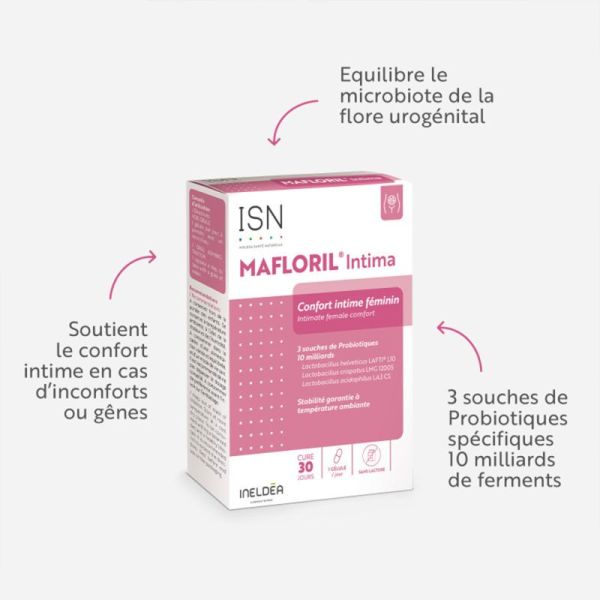 Ineldea Mafloril Intima - 30 gélules - Rééquilibre la flore intime et restaure le bien-être féminin