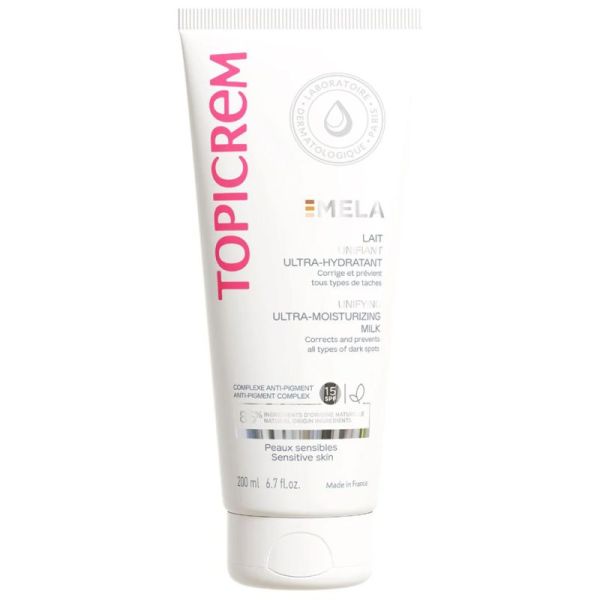 Topicrem MELA Lait Unifiant Ultra-Hydratant 200ml – Anti-taches et éclat du corps