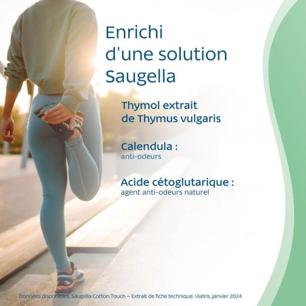 Saugella Cotton Touch 12 Serviettes Extra Fines Nuit Avec Ailettes