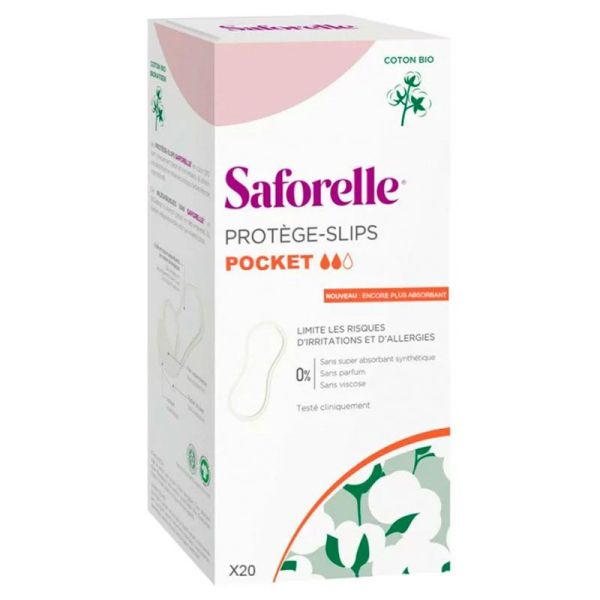 Saforelle Protège-Slips Pocket - Discrets et Pratiques - Utilisation Quotidienne - 20 pièces