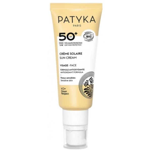 Patyka Crème Solaire Visage SPF50+ Bio – 40 ml – Très Haute Protection Naturelle et Hydratante