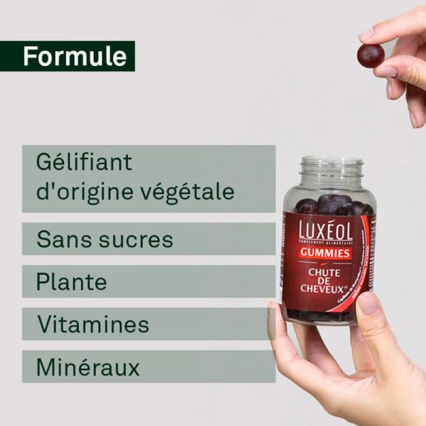 Luxéol Gummies Chute de Cheveux - 60 Gummies - Fortifie et limite la chute des cheveux
