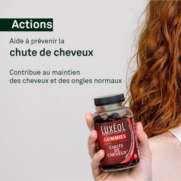 Luxéol Gummies Chute de Cheveux - 60 Gummies - Fortifie et limite la chute des cheveux