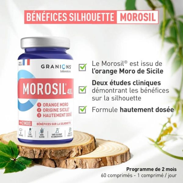 Granions Morosil 400 Mg 60 Comprimés - Réduction des graisses, perte de poids, bénéfices sur la silhouette