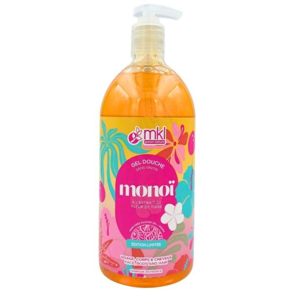 MKL Green Nature Gel Douche Monoï 1L - Nettoie en douceur visage corps et cheveux