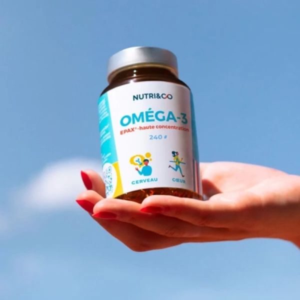 Nutri&Co Oméga-3 Cerveau et Cœur 240 capsules - Huile de poisson ultra-concentrée EPA/DHA
