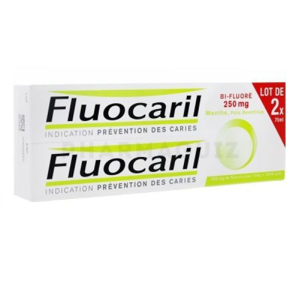 FLUOCARIL BI-FLUORE 250 mg MENTHE, pâte dentifrice - 2 x 75ml