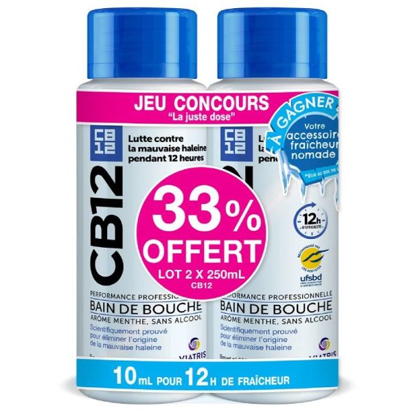 CB12 Bain de Bouche Haleine Fraiche Menthe - Lot de 2 x 250ml