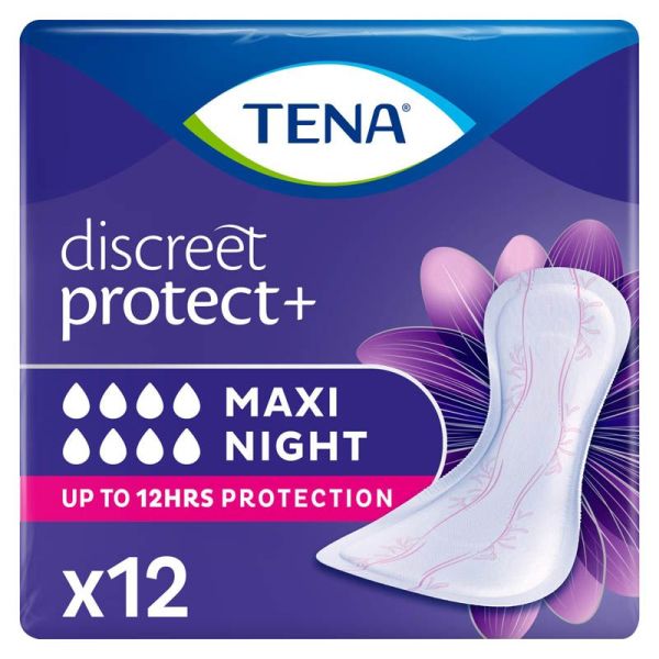 Tena Discreet Maxi Night - Nocturne Légère - 12 serviettes