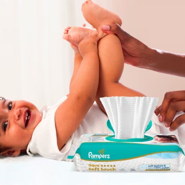 Pampers Aqua Soft Touch Lingettes Bebe 48 lingettes – Nettoyage et protection